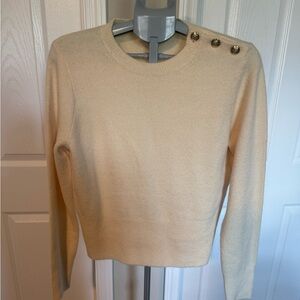 J. Crew Cream Crew Neck Sweater with Gold Buttons